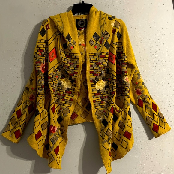 Johnny Was Jackets & Blazers - Johnny Was Yellow Floral Hooded Jacket NWOT oversized